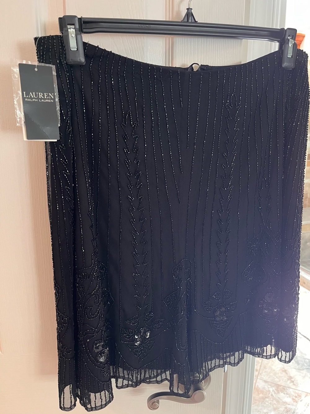Lauren Ralph Lauren Black Beaded A-Line Skirt